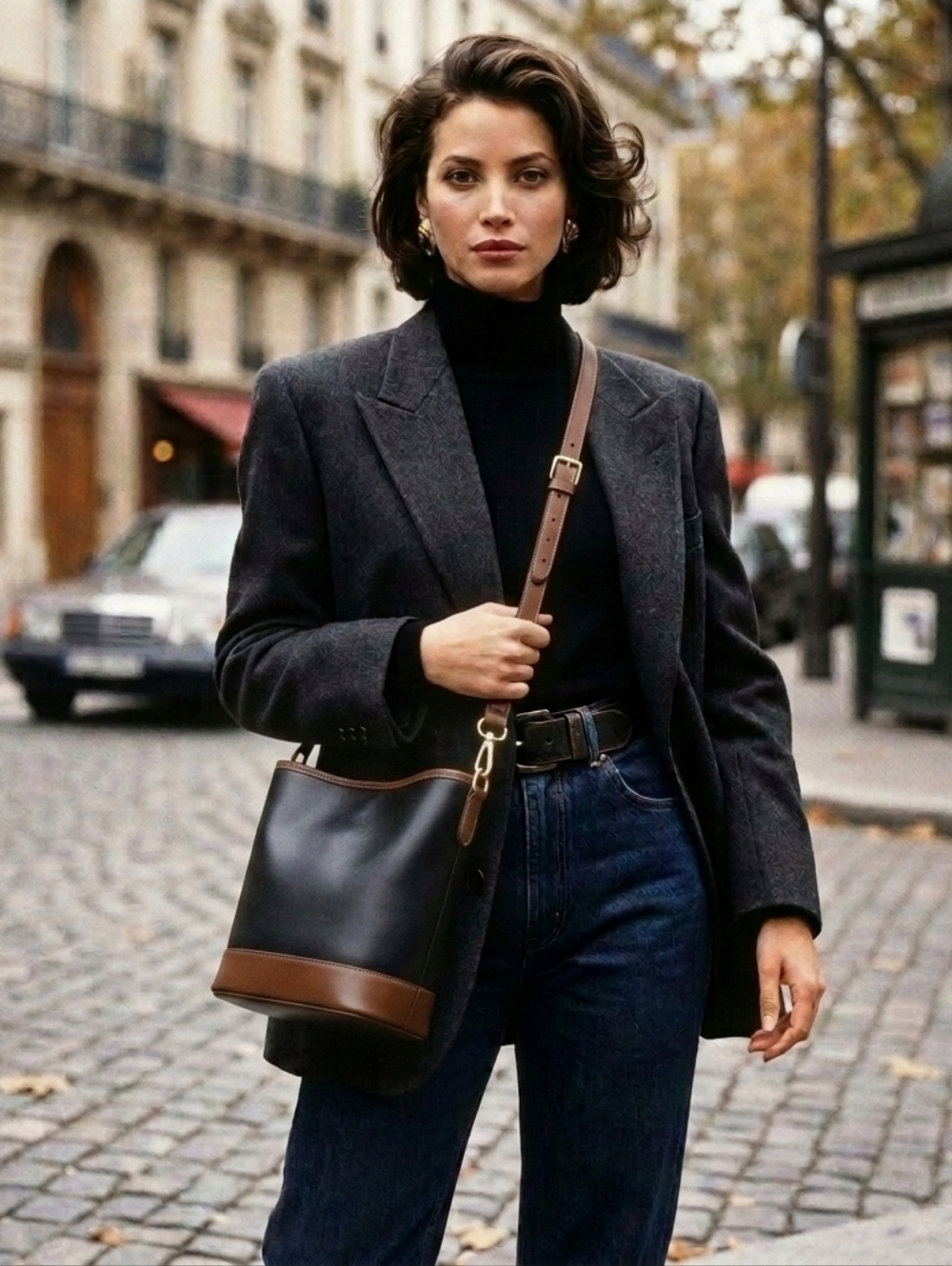 VINTAGE 1990s CARA BELLA Hobo Bucket Shoulder Bag